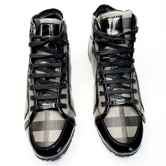 Burberry Shoes - Burberry Patent Leather Check Sneakers